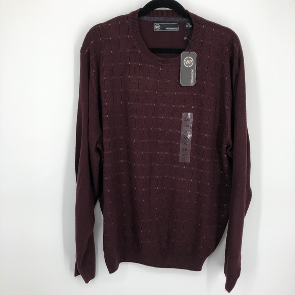 Weatherproof Mens Sweater‎ Size XXL Burgundy Wine Fitted Waist Cuffs Pullover - Picture 1 of 13